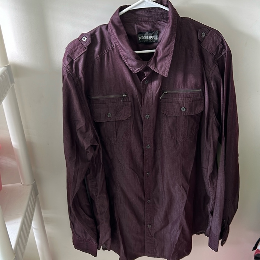 Rebel And Soul Shirt Men's XXL Flap pockets/Long Sleeve/Metal buttons/Epulats/